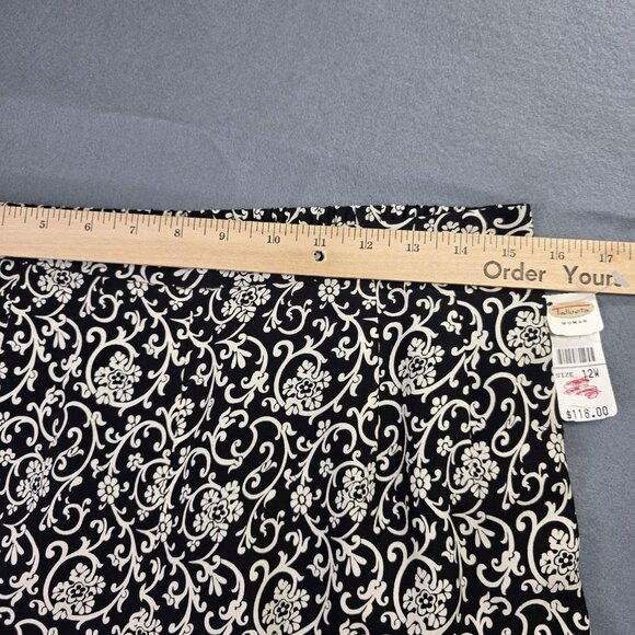 Talbots Pants Womens 12W Black White Floral Silk Dressy Pull On Elastic Waist - Picture 10 of 13